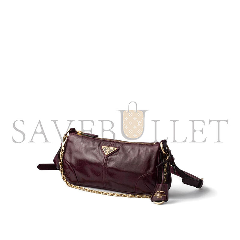 PRADA RE-EDITION 2002 MEDIUM LEATHER SHOULDER BAG 1BC221 (26*11.5*6cm)